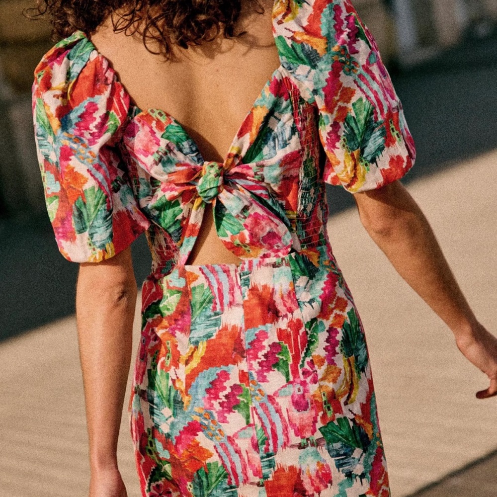 Sézane Allya Dress Size 6 in Tropics Écru